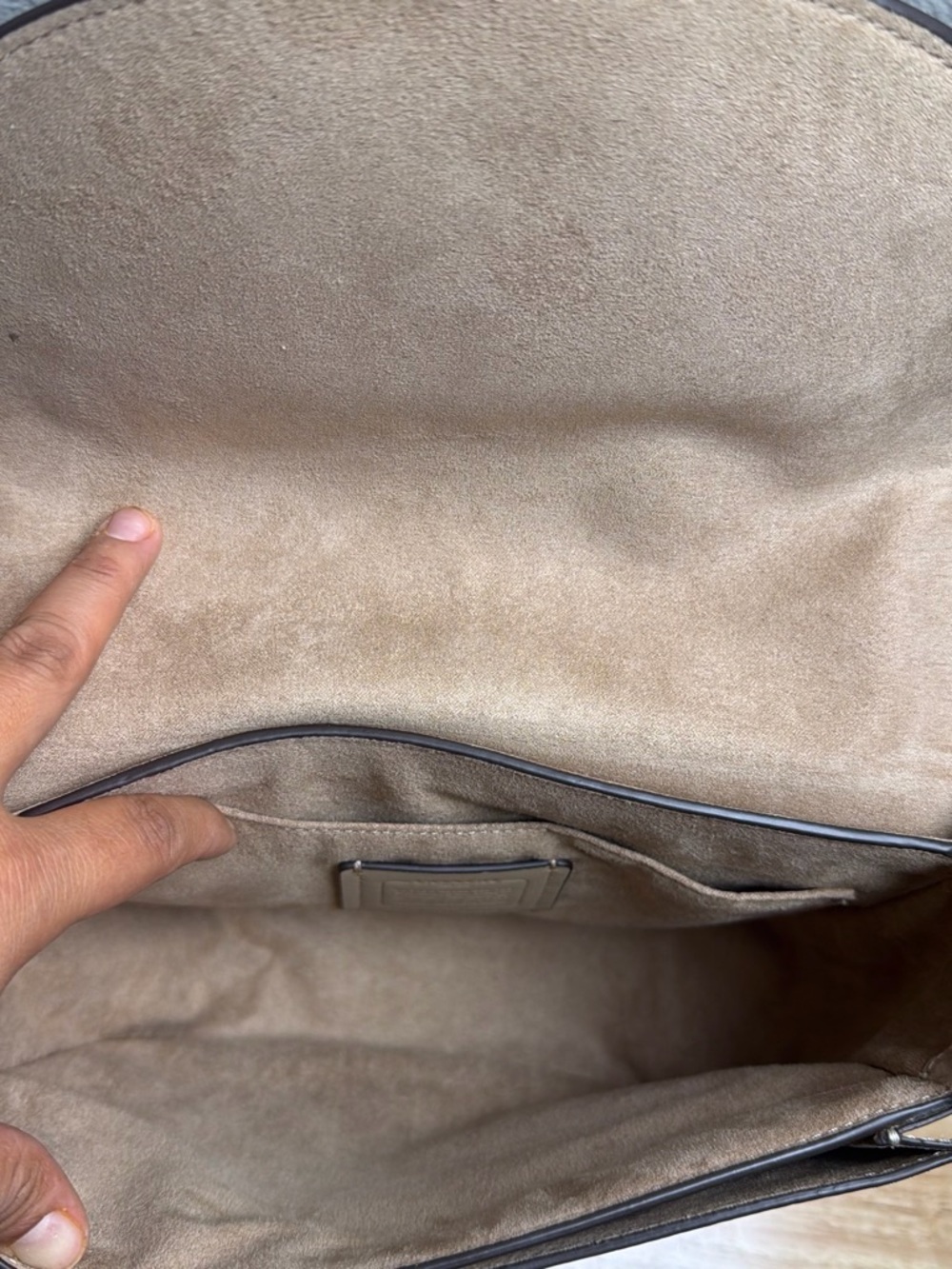 Coach Taupe & Beige Suede Saddle Crossbody Bag - Picture 5 of 8